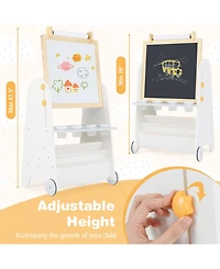 Sugift 4-in-1 Toddler Activity Table Set with Magnetic Whiteboard and Chalk Board