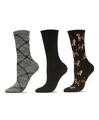 MeMoi Women's 3 Pair Pack Beagle Crew Socks