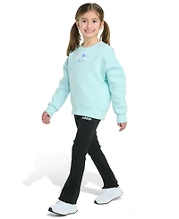 adidas Toddler and Little Girls 2-Piece Crewneck Fleece Pull-On Sweatshirt Ribbed Flare Pant Set