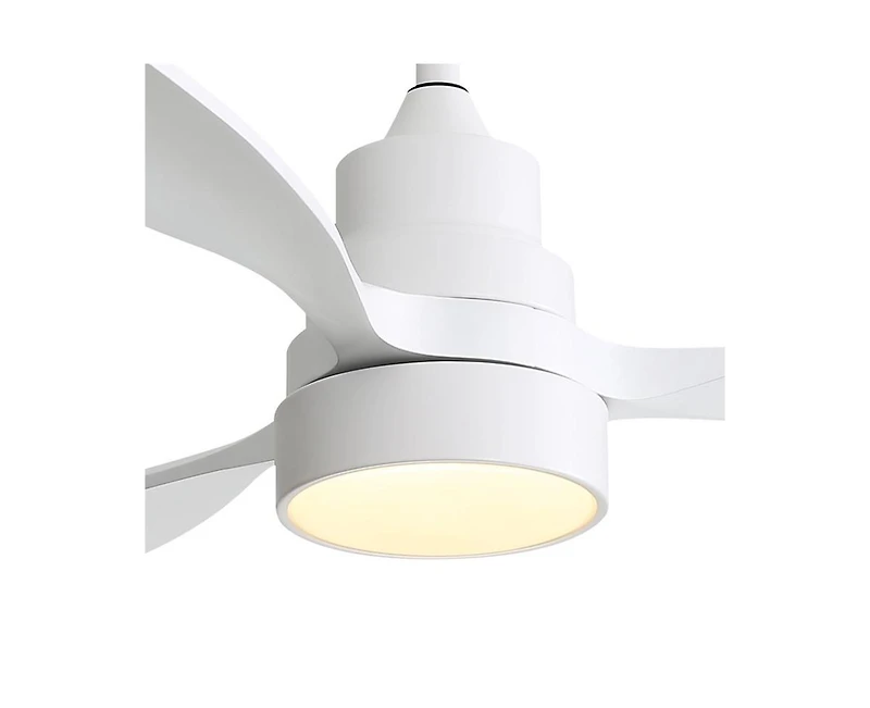 48-inch Modern White Downrod Indoor Walnut Wood 3-Blade Led Ceiling Fan Light with Remote Control Support Six Speed Ajustable