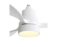 48-inch Modern White Downrod Indoor Walnut Wood 3-Blade Led Ceiling Fan Light with Remote Control Support Six Speed Ajustable
