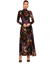 Avec Les Filles Women's Long Sleeves Printed Maxi Dress