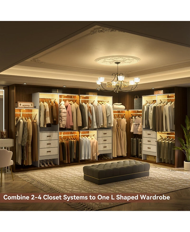 Aheaplus 5FT Small Closet Organizer System with 3 Fabric Drawers, 60" Shelving Towers