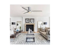 52-inch Modern Silver 3-Blade Flush Mount Fans Supports Remote Control 6-Speed Arbitrary Adjustment and Timing Function