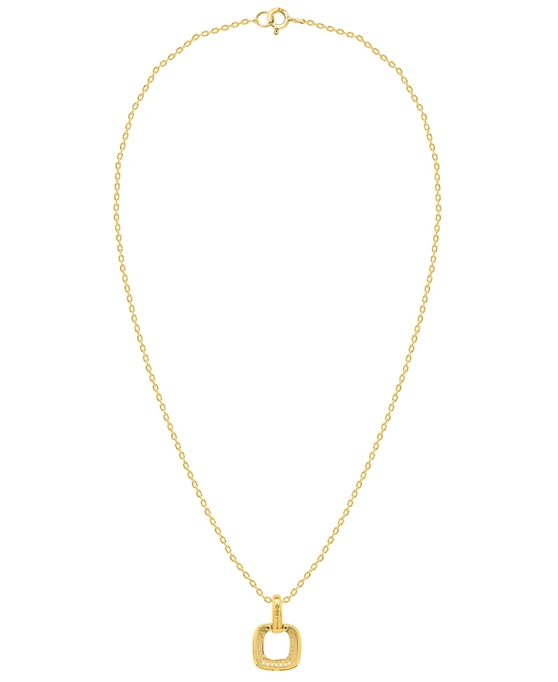 Macy's White Diamond Pendant Necklace (1/4 ct. t.w.) in 14K Gold Plating with Sterling Silver