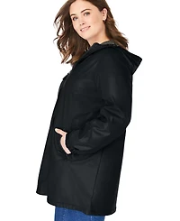 Woman Within Women's Plus Hooded Slicker Raincoat