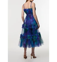 Karen Millen Women's Dark Floral Bandeau Midi Dress