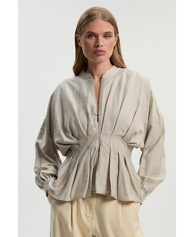 Karen Millen Women's Pleated Detail Woven Jacket