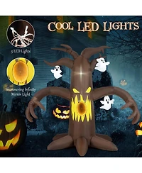 7.8 Ft Halloween Inflatables Scary Dead Tree Halloween Decoration with Ghost Dimming Infinity Mirror Light & 5 Bright Led Lights