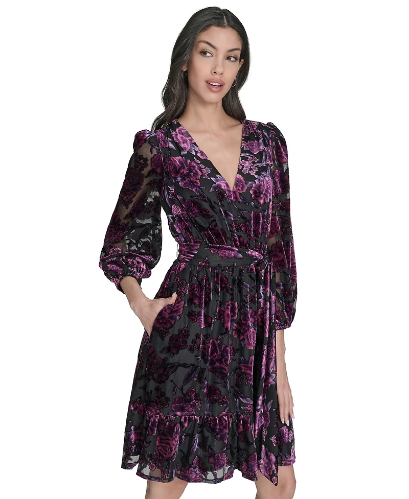 Eliza J Women's V-Neck Ruffle Fit and Flare Dress