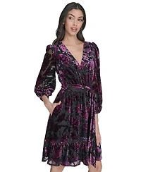 Eliza J Women's V-Neck Ruffle Fit and Flare Dress