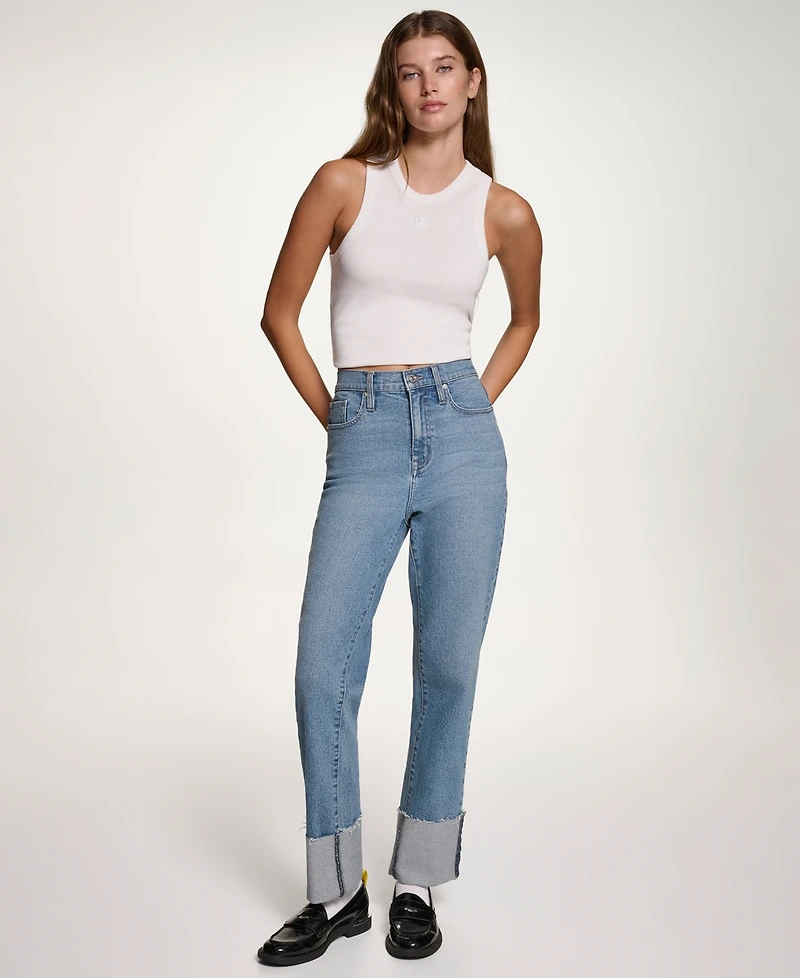 Dkny Jeans Women's High-Rise Classic Cuffed Straight-Leg
