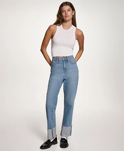Dkny Jeans Women's High-Rise Classic Cuffed Straight-Leg