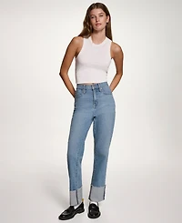 Dkny Jeans Women's High-Rise Classic Cuffed Straight-Leg