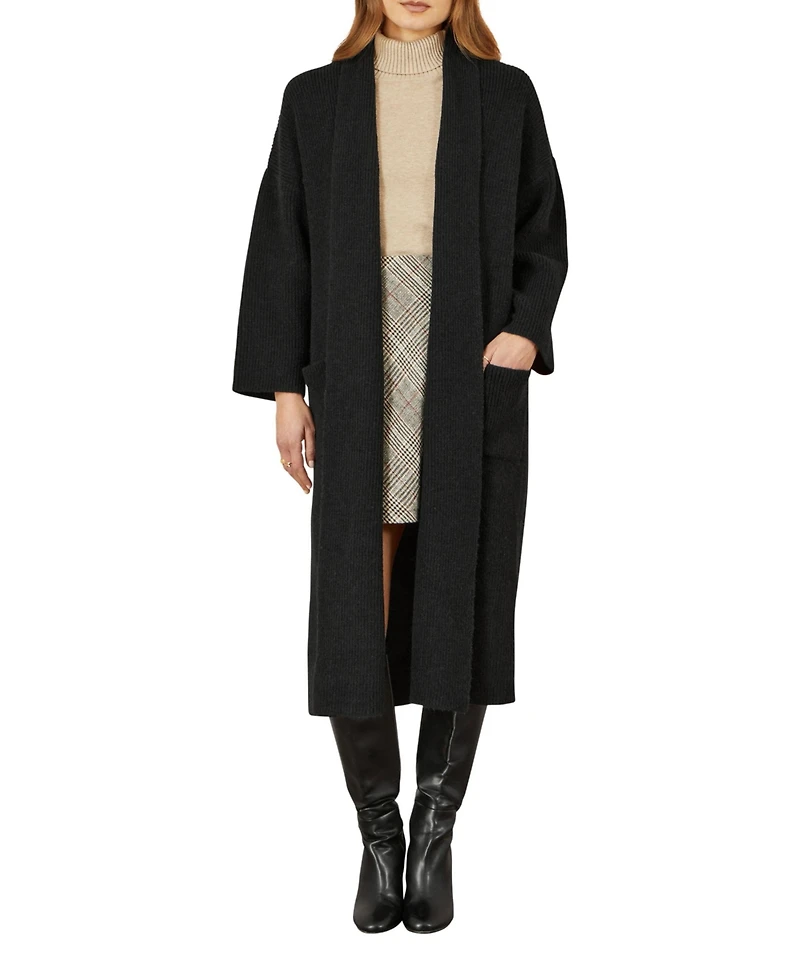 Yumi Women's Knitted Maxi Cardigan With Pockets