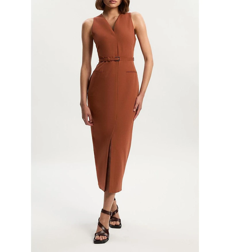 Karen Millen Women's Belted Pencil Maxi Dress