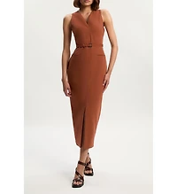 Karen Millen Women's Belted Pencil Maxi Dress