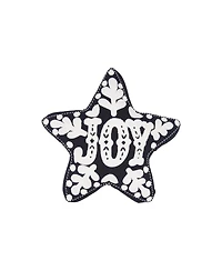 Onyx "Joy" Snowflakes Star Shaped Cotton Blend Christmas Accent Throw Pillow 16" x 18"