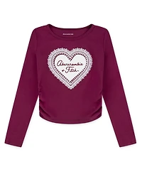 abercrombie kids Girls Metallic Hearts Ruched Long-Sleeve Top