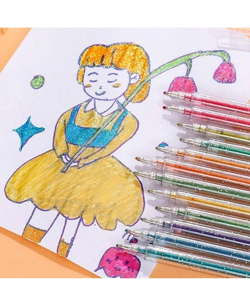 Htutwoo 48 Colors Colorful Metallic Gel Pens, Sparkling Highlighters For Drawing and Coloring, For Friends, Family, Classmates, Back To School