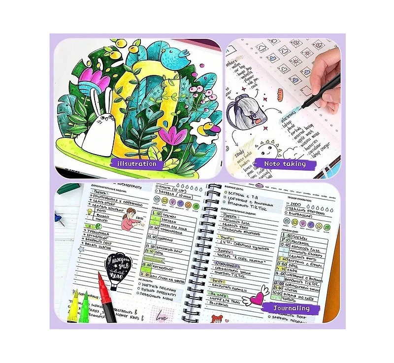 Htutwoo 80 Colors Drawing Pens Bulk Dual Brush Fineliners Pens Felt Tip Markers for Art Drawing Sketching Coloring Book