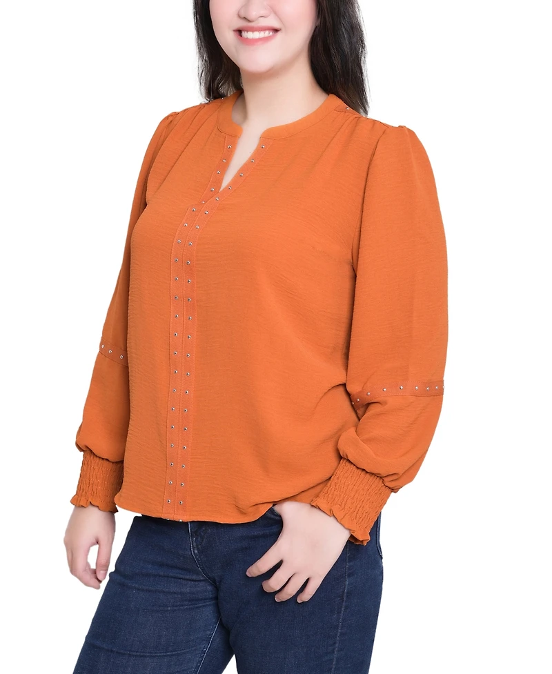 Ny Collection Women's V Neck Long Sleeve Knit Top