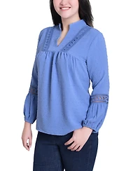 Ny Collection Women's Mandarin Collar Long Sleeve Top