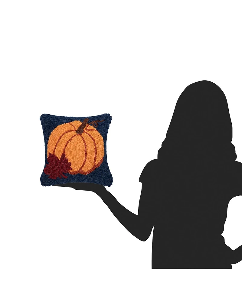 C&F Home Autumn Pumpkin & Leaf Hooked Mini Accent Pillow 10"x10"
