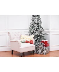 Merry Christmas Poinsettia Printed and Embroidered Throw Pillow