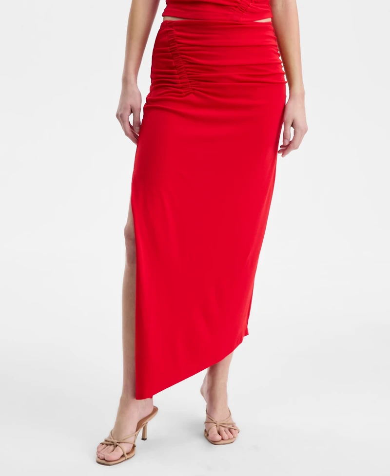 Bar Iii Women's Asymmetrical Ruched Midi Skirt, Macy's Exclusive