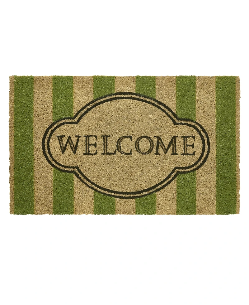 Vcny Home Welcome Stripe Coir Outdoor Doormat, 18" x 30"