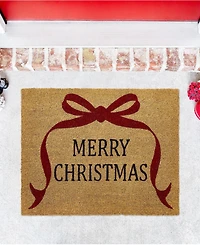 Vcny Home Merry Christmas Bow Outdoor Coir Doormat, 18" x 30"