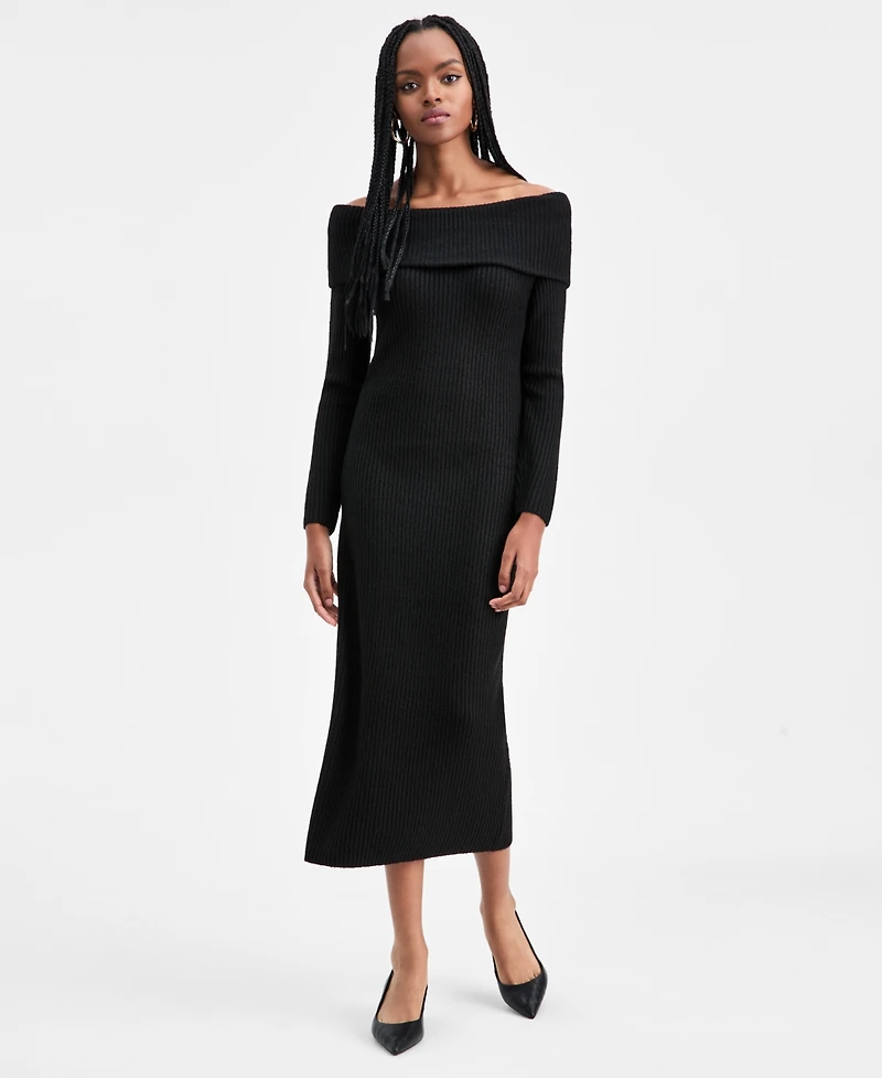 Bar Iii Women's Off-The-Shoulder Sweater Dress, Macy's Exclusive