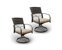 Pamapic Green Rattan Swivel Patio Dining Chair Set of 2