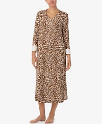Ellen Tracy Women's Printed V-Neck Long Gown with Socks