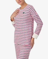 Ellen Tracy Women's Printed Round Neck Top and Pants Pajama Set