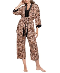 Linea Donatella Women's 3-Piece Sleeveless Cami Top, Pants and Wrapper Pajama Set