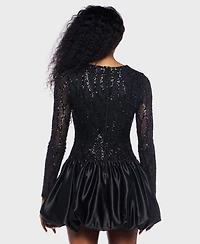 Alex & Sophia Junior's Long Sleeve Round Neck Bubble Dress