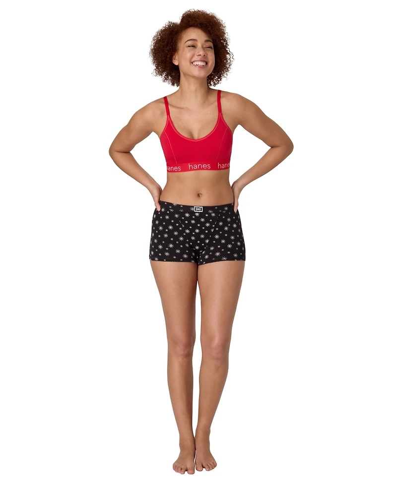 Hanes Women's 4-Piece Boxer Brief Underwear Assorted Bonus Pack