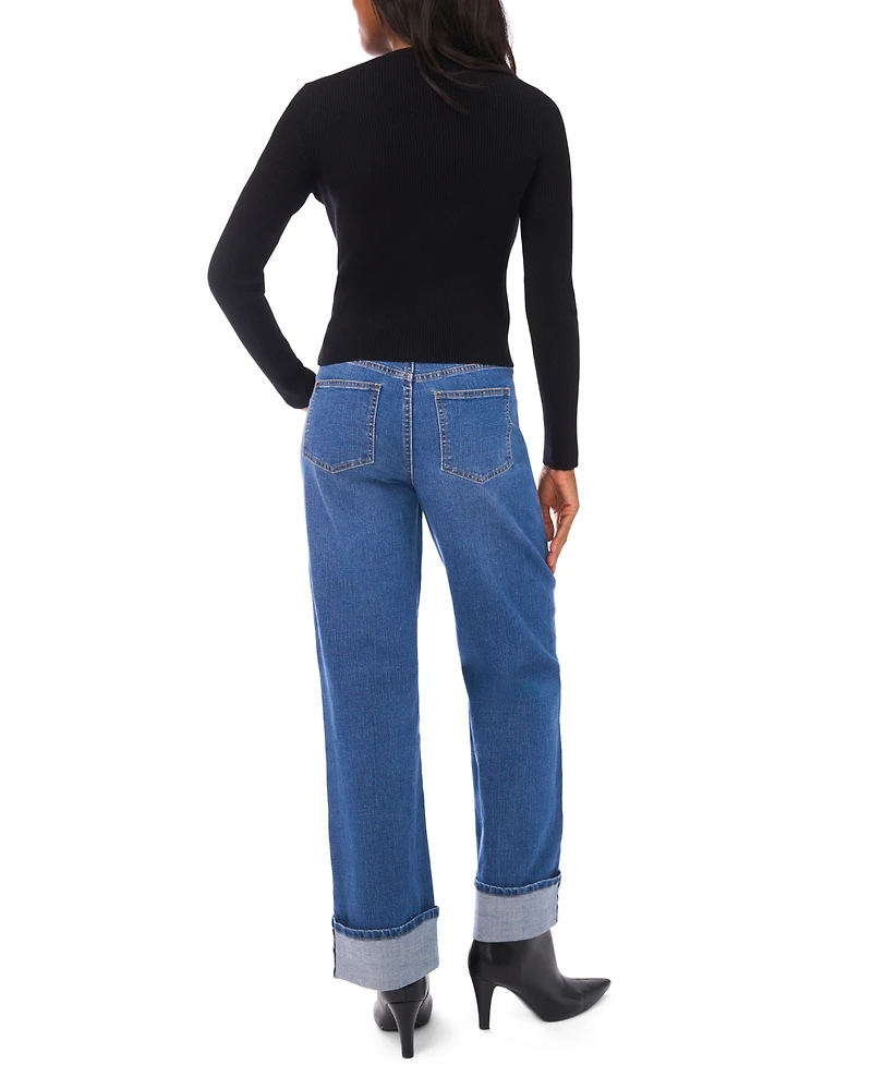 1.state Women's Fitted Cropped V-Neck Top