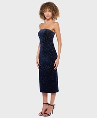 Alex & Sophia Junior's Velvet with Stones Strapless Dress