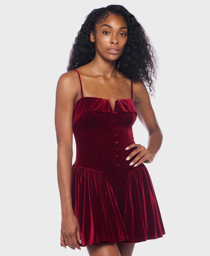 Alex & Sophia Junior's Spaghetti Strap V-Neck Button Down Dress