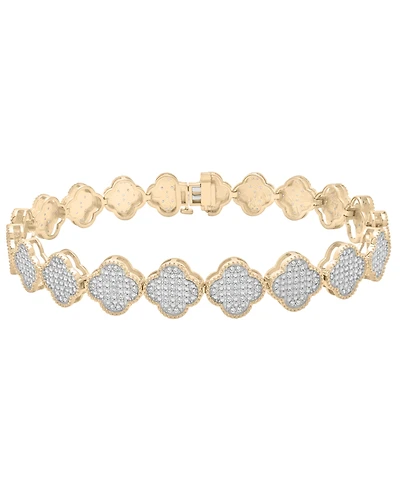 Macy's Clover Diamond Bracelet (1 ct. t.w.) in 14K Gold Plated Over Sterling Silver