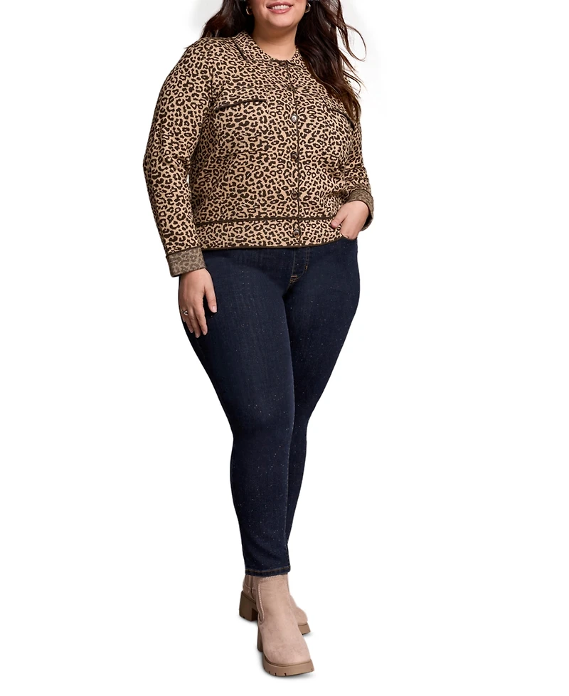 Tribal Plus Double Knit Long-Sleeve Cardigan Sweater