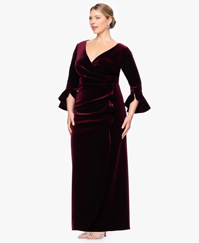 Betsy & Adam Plus Sheath Long Sleeves Dress