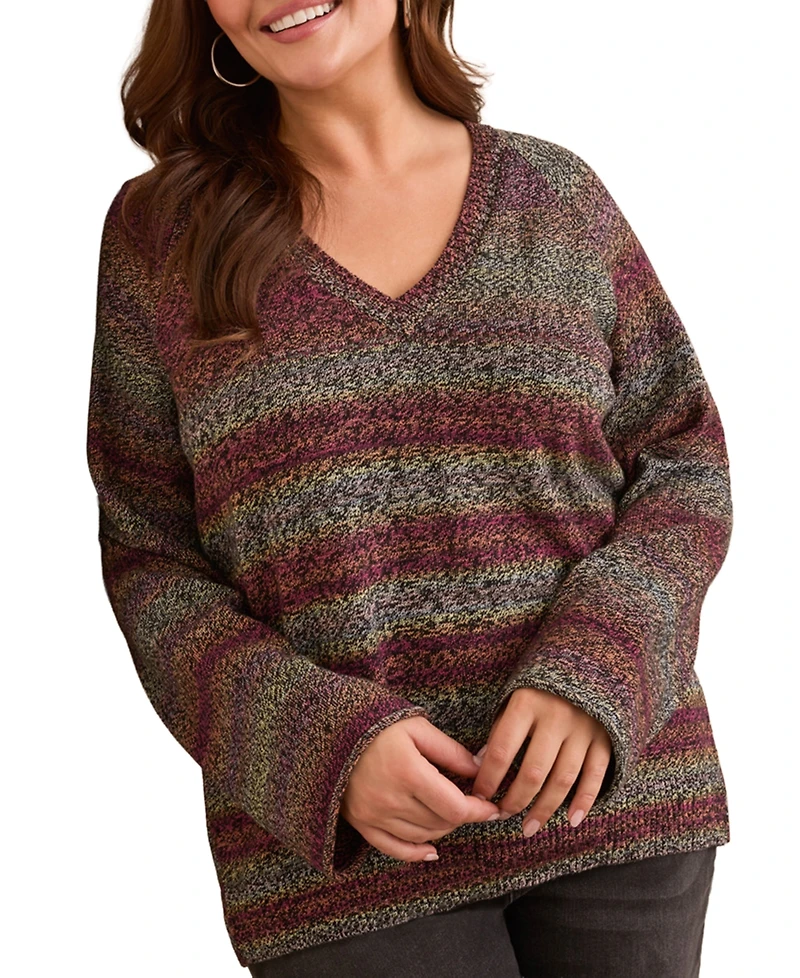 Tribal Plus Combed Cotton V-Neck Sweater