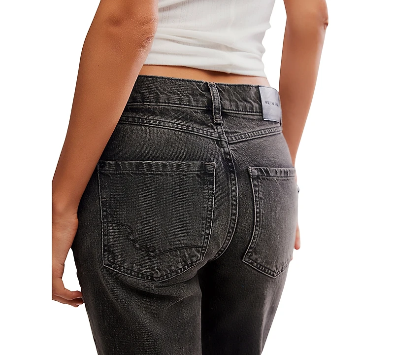 Free People Women's Mid Rise Relaxed Straight Fit Jeans