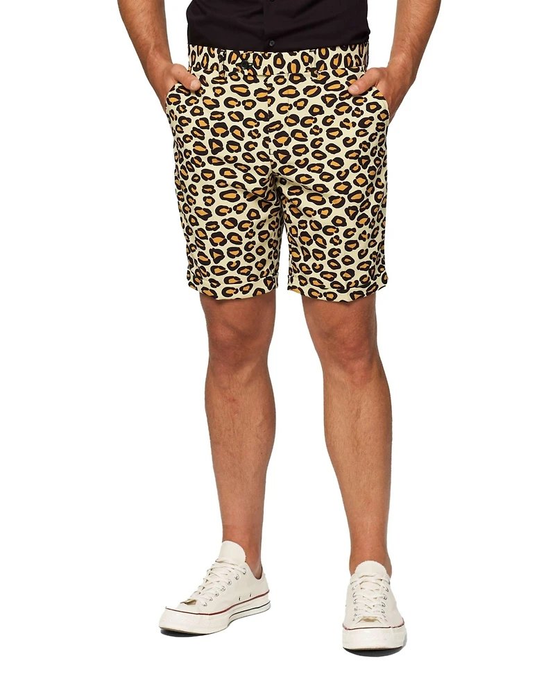 OppoSuits Men's Summer Suit - Animal Print Outfit Slim Fit Includes Short Sleeved Blazer Shorts and Tie
