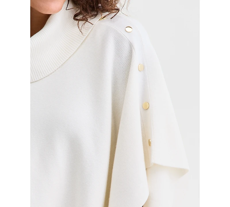 Jm Collection Women's Cowl-Neck Button-Detail Poncho, Macy's Exclusive