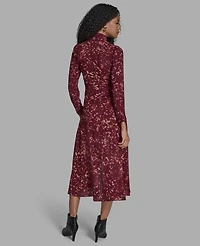Bcbg Women's Printed Mock Neck Maxi Dress